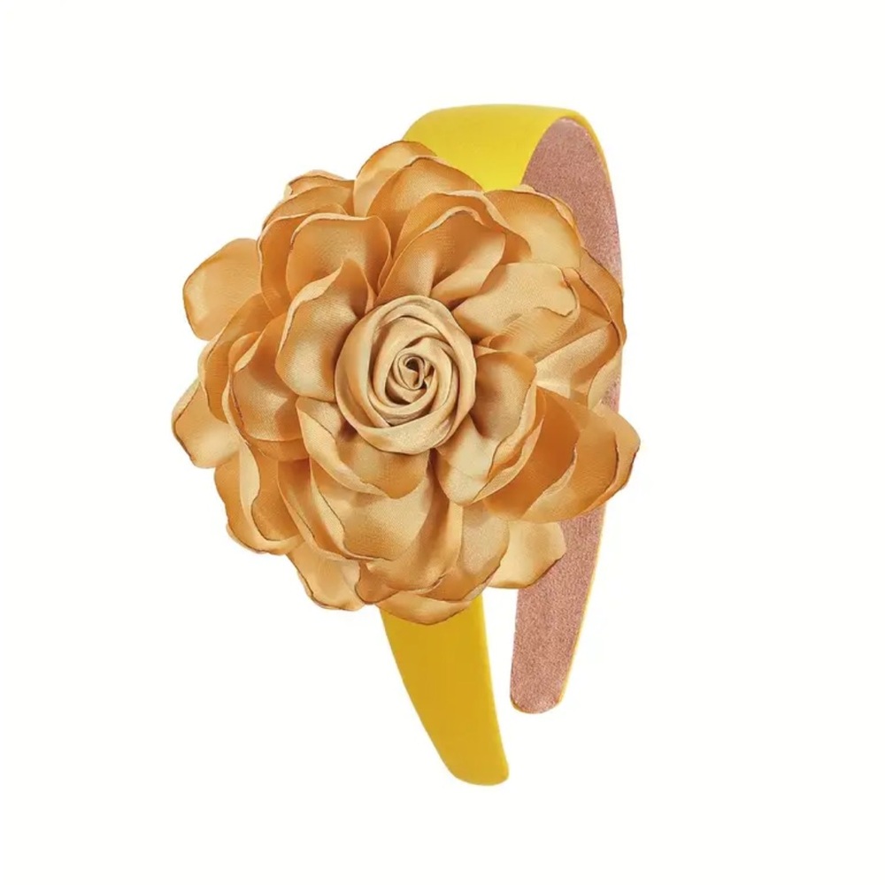 Yellow Satin Floral Headband